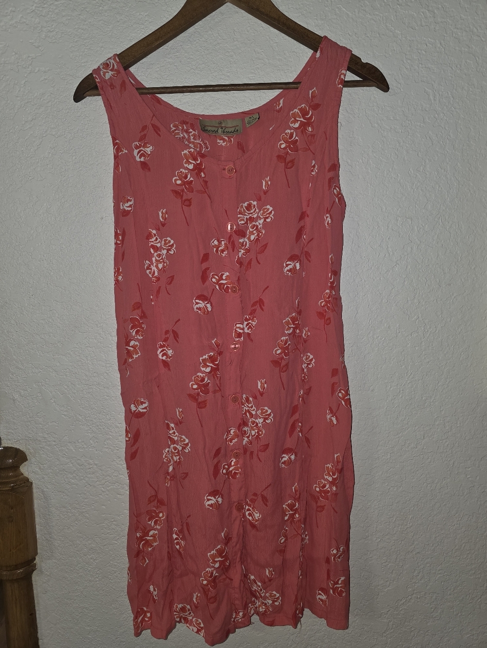 Sacred Threads Coral-Pink Floral Midi Dress